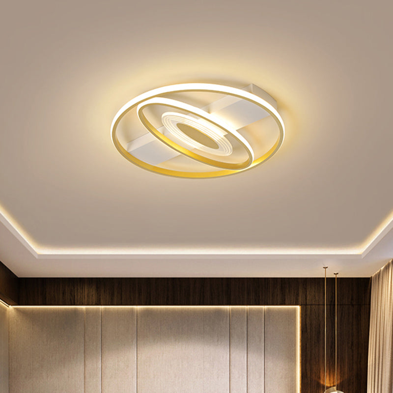 16.5"/20.5" W Geometric Flush Mount Lamp Minimal Metal LED Bedroom Ceiling Light Fixture in Gold