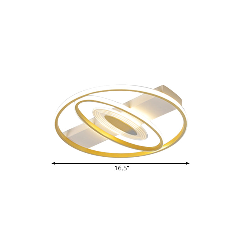 16.5"/20.5" W Geometric Flush Mount Lamp Minimal Metal LED Bedroom Ceiling Light Fixture in Gold