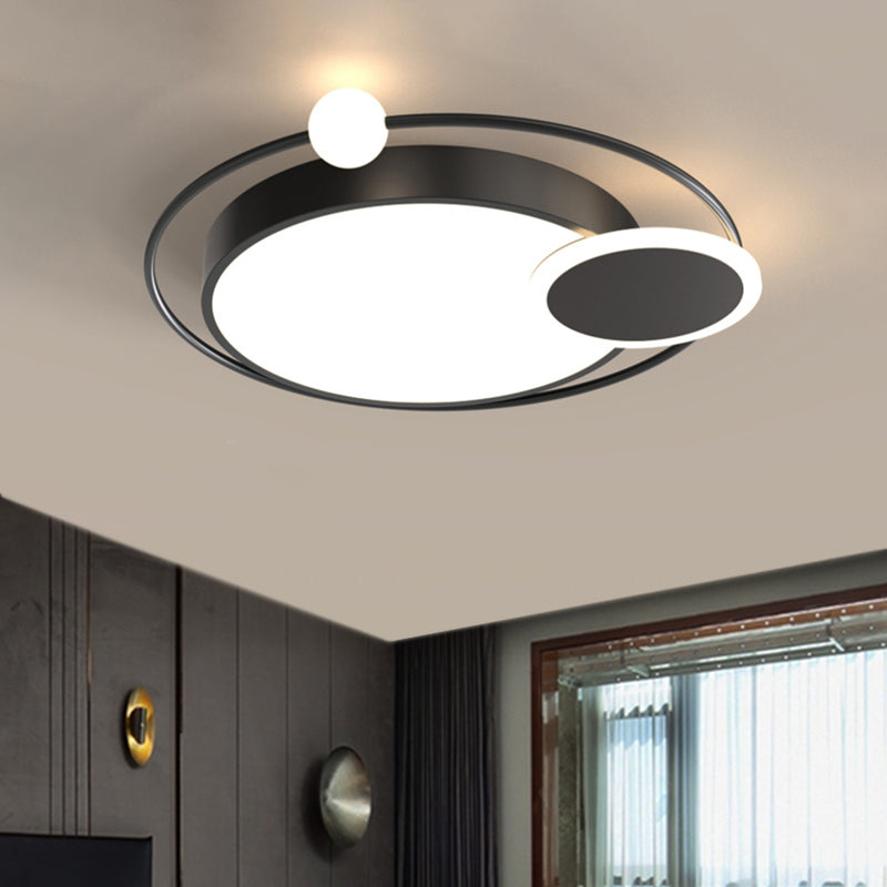 Round Ceiling Flush Mount Simple Acrylic Black/Gold LED Flush Light Fixture in Warm/White Light for Bedroom, 16.5"/20.5" W