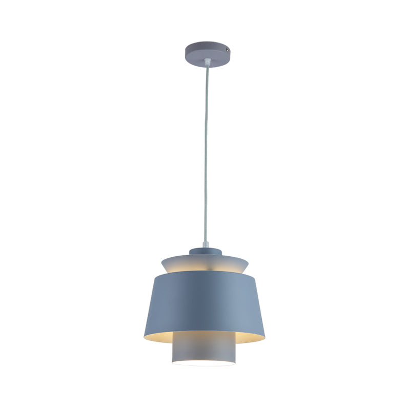 Lámpara de luz colgante de estilo modernista Metálico 1 cabezal Lámpara colgante de sala de estar en negro/gris