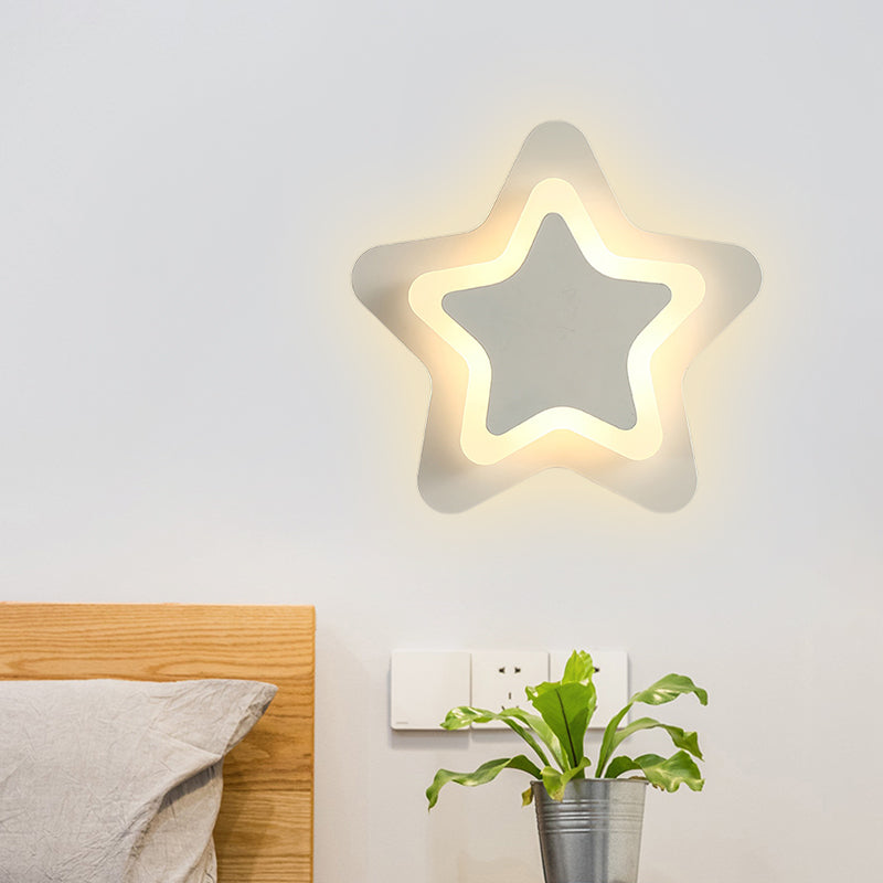 Scandinavian LED Wall Light Fixture Black/White Star Flush Wall Sconce with Acrylic Shade