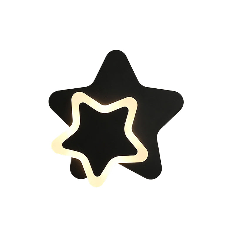 Scandinavian LED Wall Light Fixture Black/White Star Flush Wall Sconce with Acrylic Shade
