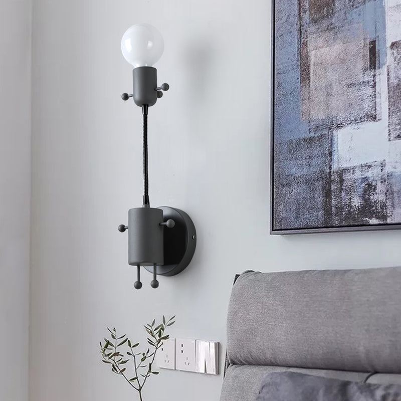 Robot Wall Mount Lighting Nordic Style Metal 1 Head Grey/White/Green Wall Lamp Fixture with Swing Arm