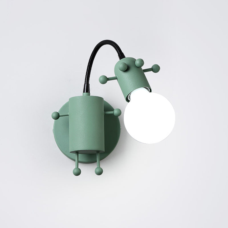 Robot Wall Mount Lighting Nordic Style Metal 1 Head Grey/White/Green Wall Lamp Fixture with Swing Arm