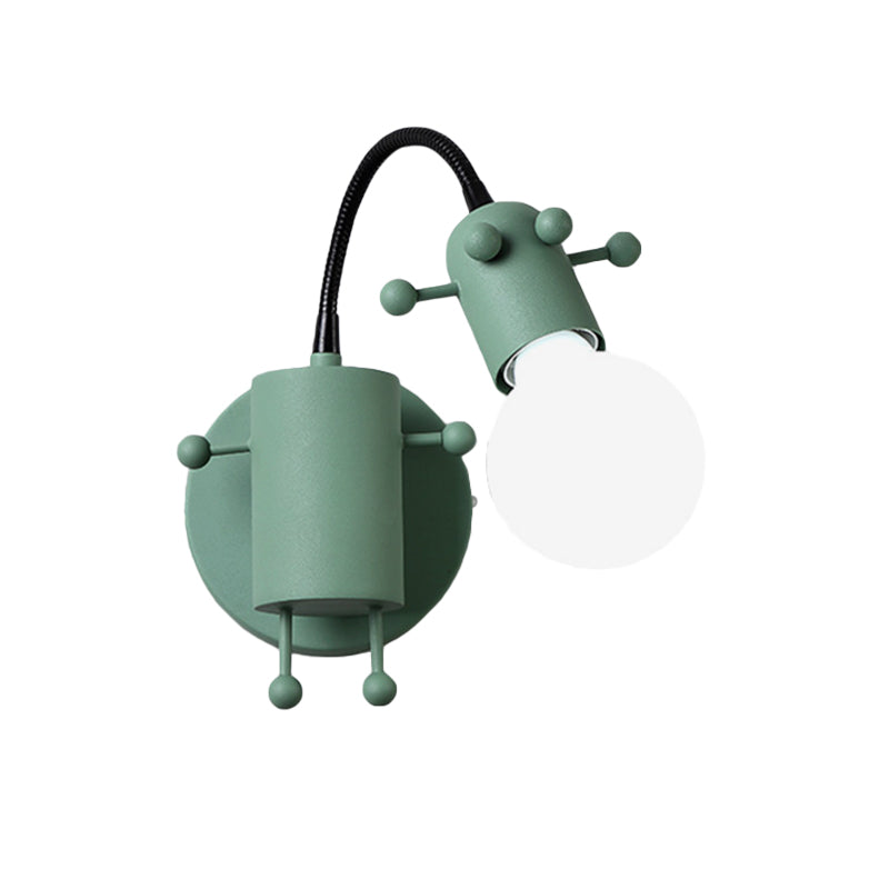 Robot Wall Mount Lighting Nordic Style Metal 1 Head Grey/White/Green Wall Lamp Fixture with Swing Arm