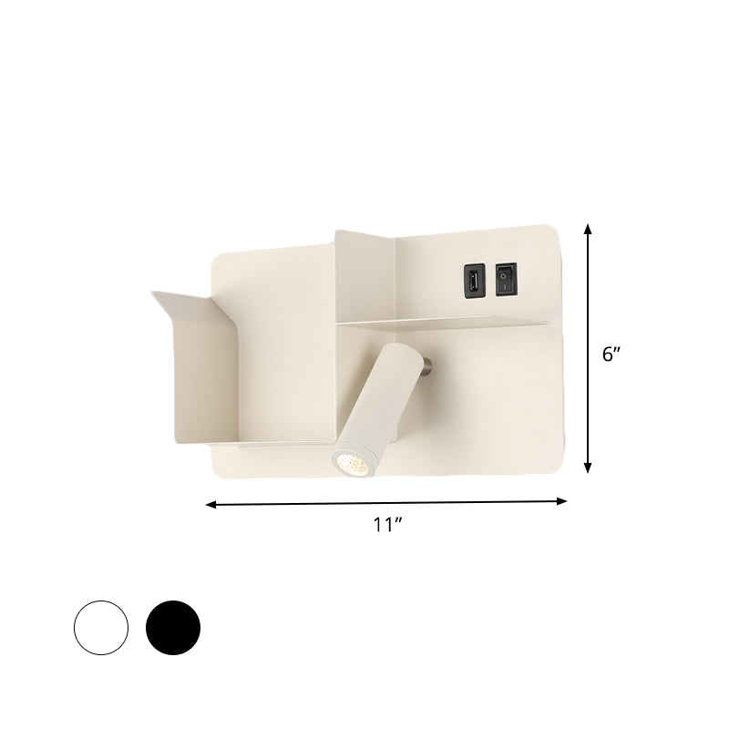 Éclairage mural tubulaire en métal modernisme modernisme noir / blanc LED Mur Murn Lighting avec cadre d'étagère