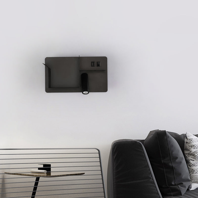 Éclairage mural tubulaire en métal modernisme modernisme noir / blanc LED Mur Murn Lighting avec cadre d'étagère