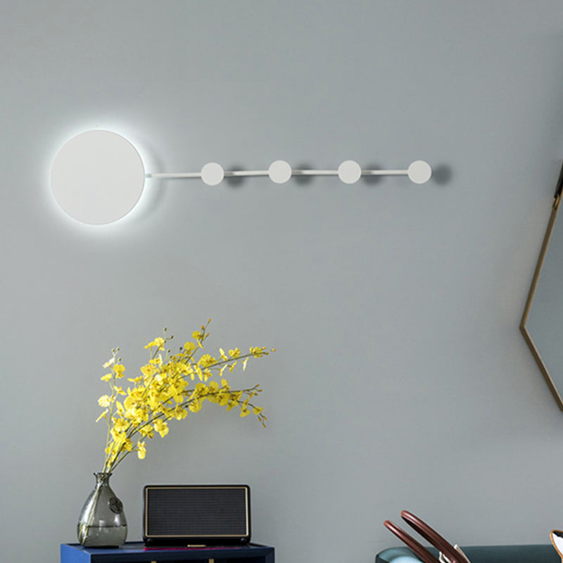 Circle Wall Mount Light Fixture Modernist Metal Black/White LED Wall Sconce with Hook Design in Warm/White Light