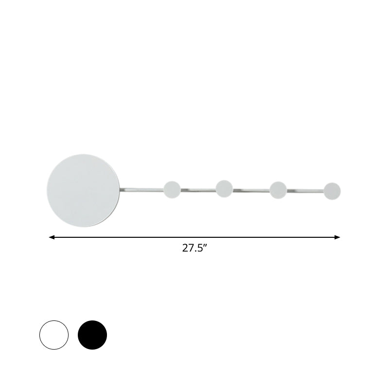 Circle Wall Mount Light Fixture Modernist Metal Black/White LED Wall Sconce with Hook Design in Warm/White Light