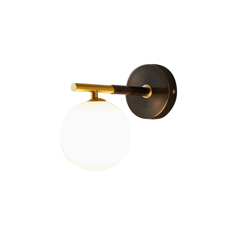 Brass Global Led Sconce Light Light Mid Century 1/2 Bulbs White Glass Wall Lighting Freet
