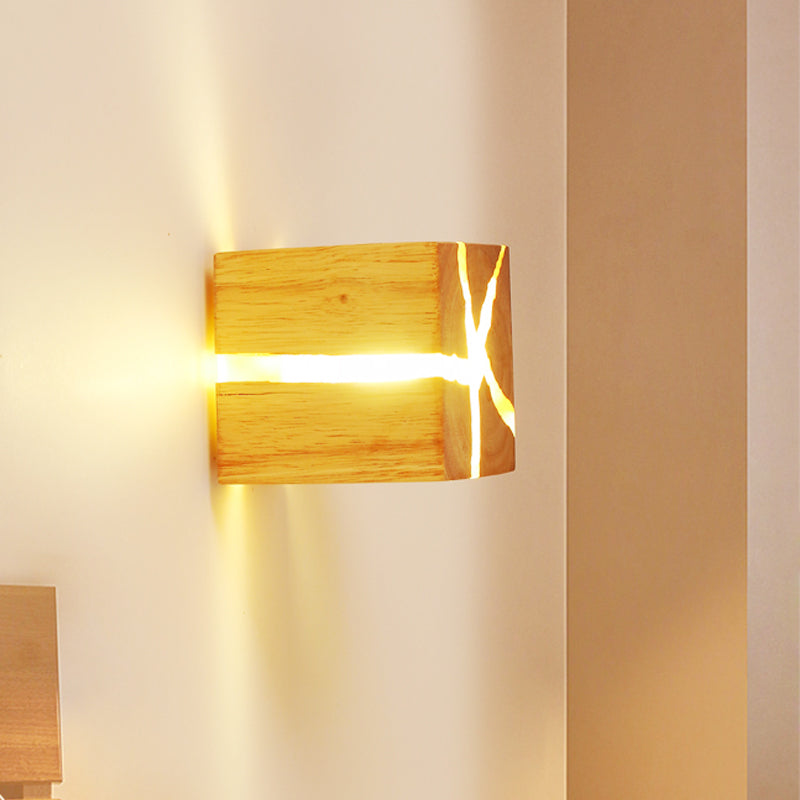 Ideas de iluminación de pared led de madera de cubo Ideas contemporáneas de 1 luz de la pared de la pared