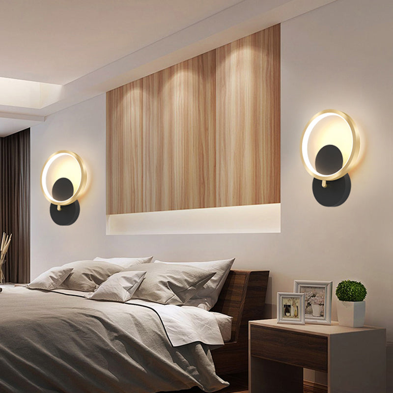 Kreisförmige Wandhalterung Nordic Metallic LED Black Wall Montierte Beleuchtung für Schlafzimmer