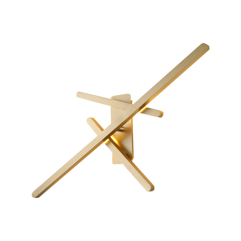 Crossed Lines Wall Lighting Contemporary Metallic LED Gold Wall Mount Light, Warm/White Light