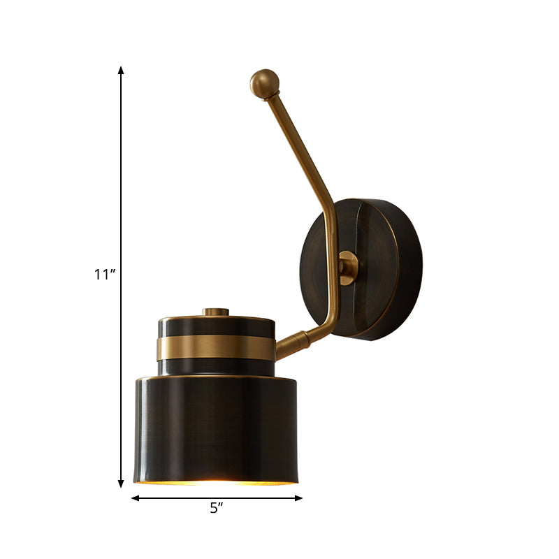 Lámpara de montaje metálico de 1 bombilla de 1 bombilla de cilindro negro con tono ajustable con sombra ajustable