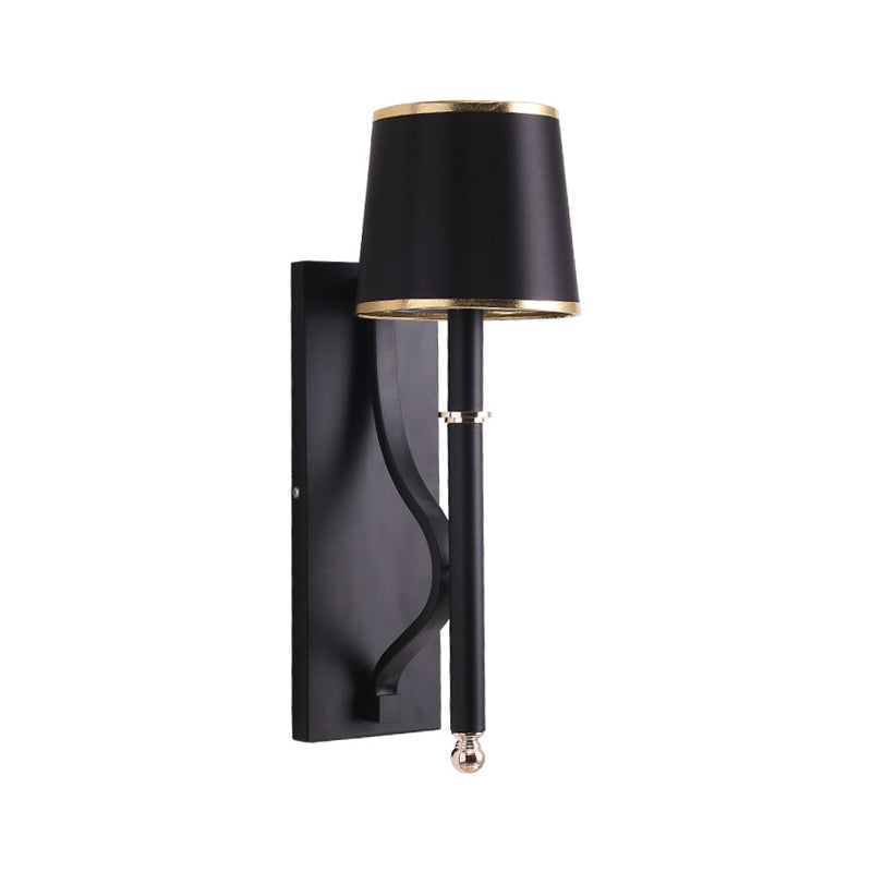 Conical Wall Light Minimalist Metallic 1 Head Black Wall Mount Lamp with Right Angle Arm
