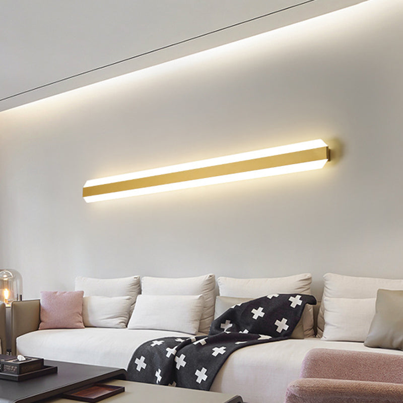 Linear Acrylic Wall Mount Lamp Modern LED Gold Wall Light Fixture in Warm/White Light, 12"/16"/23.5" Wide