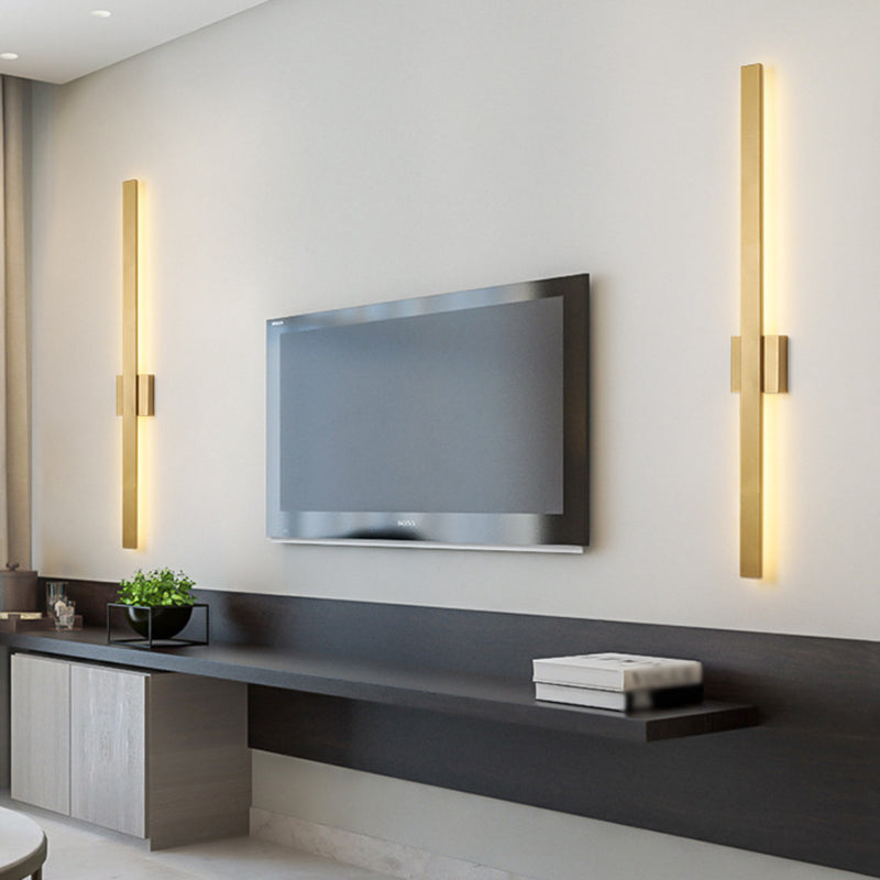 Acrylic Rectangle Wall Mount Lighting Nordic 23.5"/31.5" Wide LED Wall Light Sconce in Gold, Warm/White Light