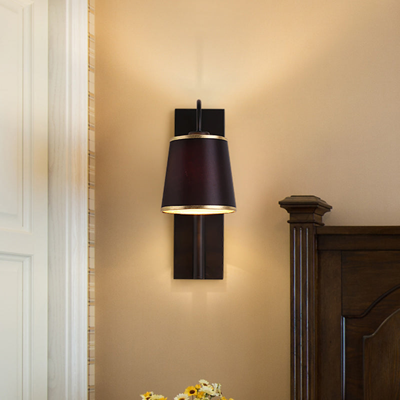 Black Conical Wall Sconce Lighting Nordic 1-Bulb Metallic Wall Mount Light with Gooseneck Arm