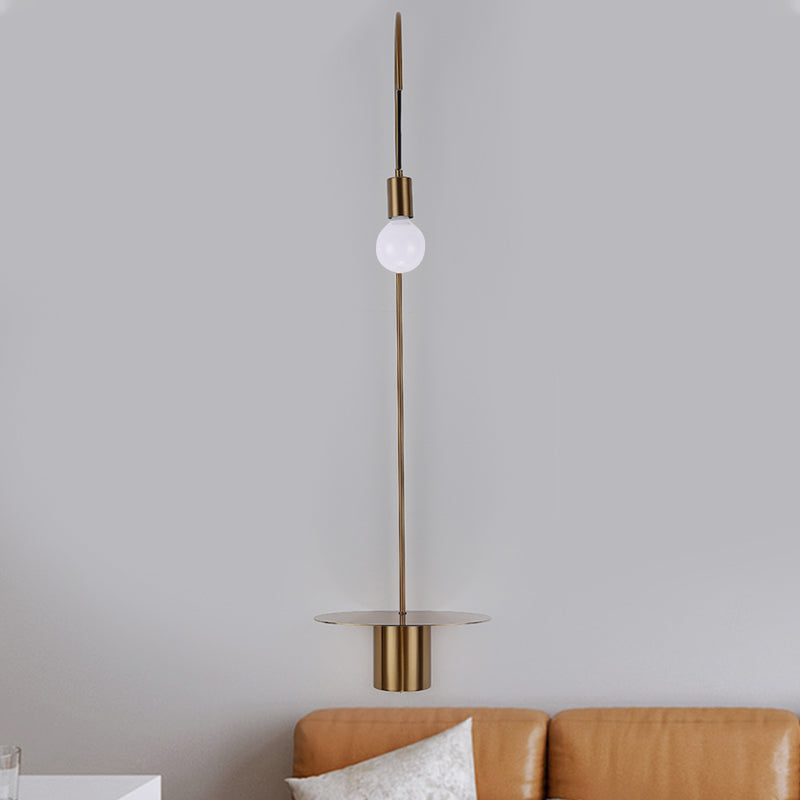 Gooseneck Metallic Wall Light Fixture Minimalist 1-Head Black/White/Gold Wall Sconce Lighting with Bulb