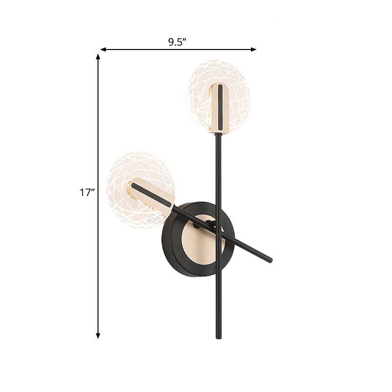 Zwart afgeronde wandlamp beboeting Moderne LED metalen wand SCONCE -verlichting in warm/wit licht