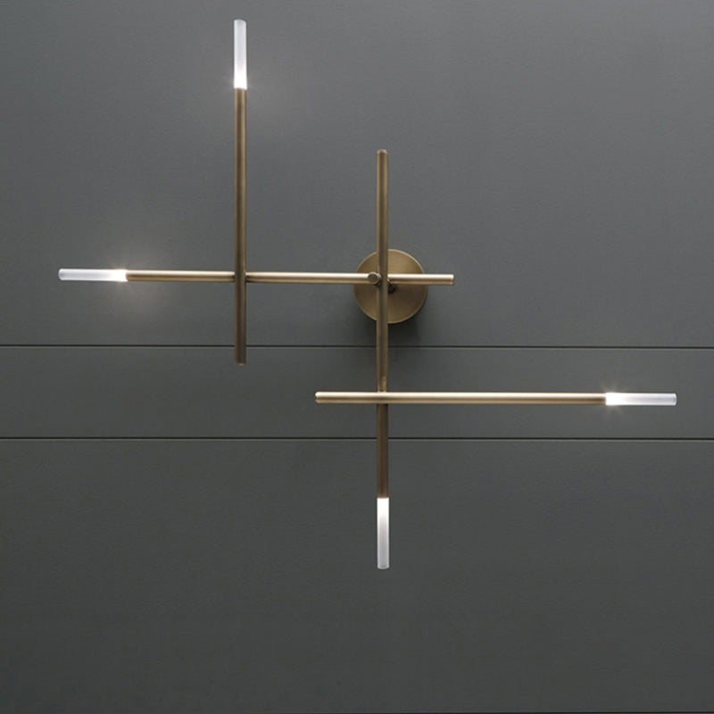 LÍNEA METALICA Crossed Luz de pared Ideas de iluminación de pared LED negros/dorados contemporáneos