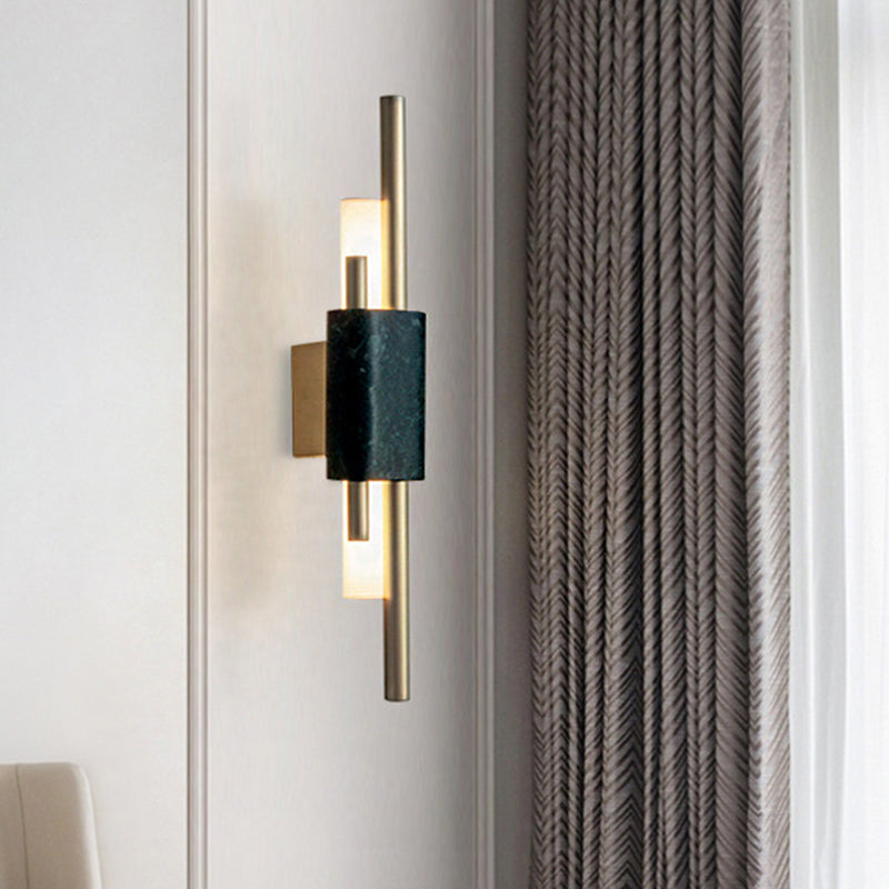 Metal Tube Wall Lighting Minimalist LED Wall Mount Light Fixture in Black for Bedroom