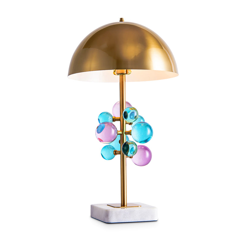 Metallic Dome Desk Light Moderniste 1 tête de chevet de tête avec des boules de cristal colorées déco en or