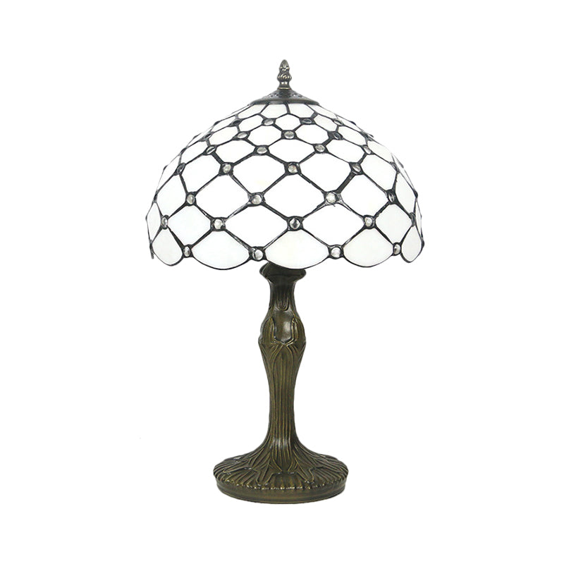 Messing 1 lichte nachtverlichting tiffany wit glas kralen taaklamp met geschulpte rand