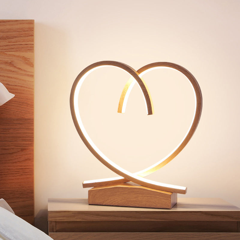 Coeur aimant en bois table de table de nuit simplicité en noir / blanc / bois d'éclairage de bureau LED pour la chambre à coucher