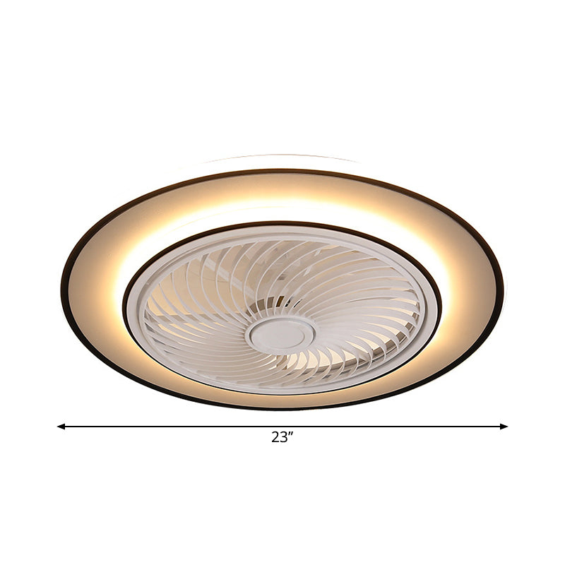 Runde Metall Deckenventilator Leichte moderne LED Black Semi Flush Mount für Schlafzimmer, 23 "Breite
