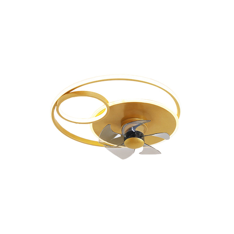 Aluminiumringlüfter Leuchte Moderne LED Gold Semi Flush mit 5 Klingen für Schlafzimmer, 18 "Breite