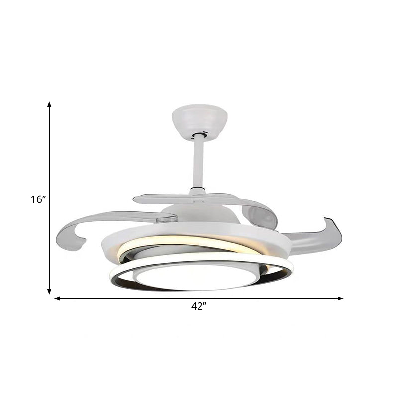 42 "W Circle Acrilico ventola del soffitto Minimal 3 lame LED LED SEMILE LIGHT per soggiorno