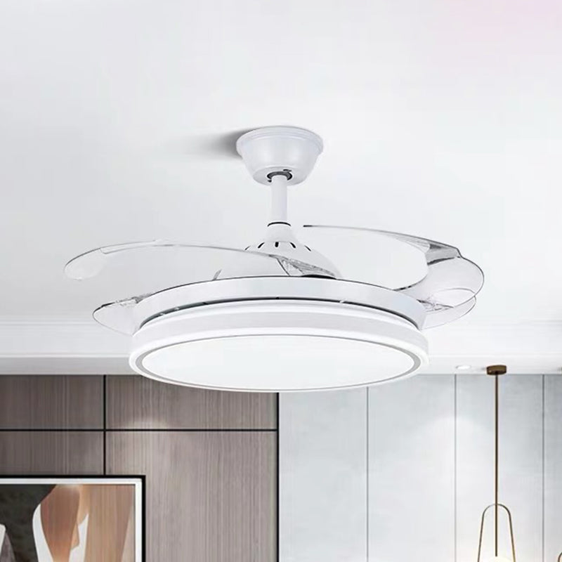 Plafond noir / blanc acrylique lampe à fans rond LED Éclairage semi-monte antique avec 3 lames, 42 "de large