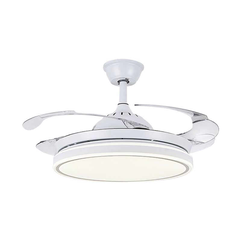 Plafond noir / blanc acrylique lampe à fans rond LED Éclairage semi-monte antique avec 3 lames, 42 "de large