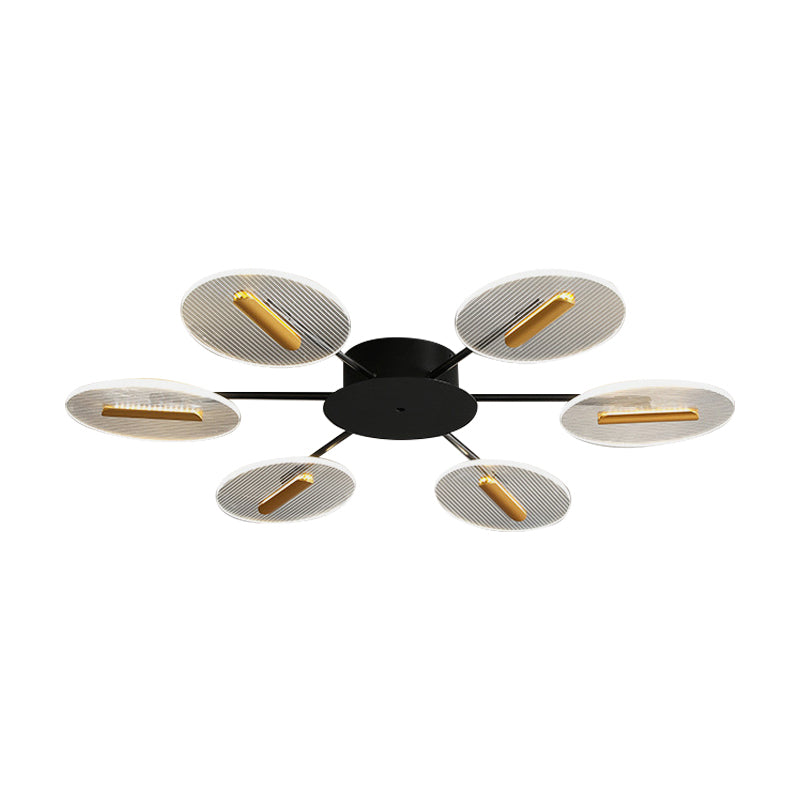 Acryl oval semi -Flush leichte nordische 6 Lichter schwarzer Flush -Montierung mit verstellbarem Schatten
