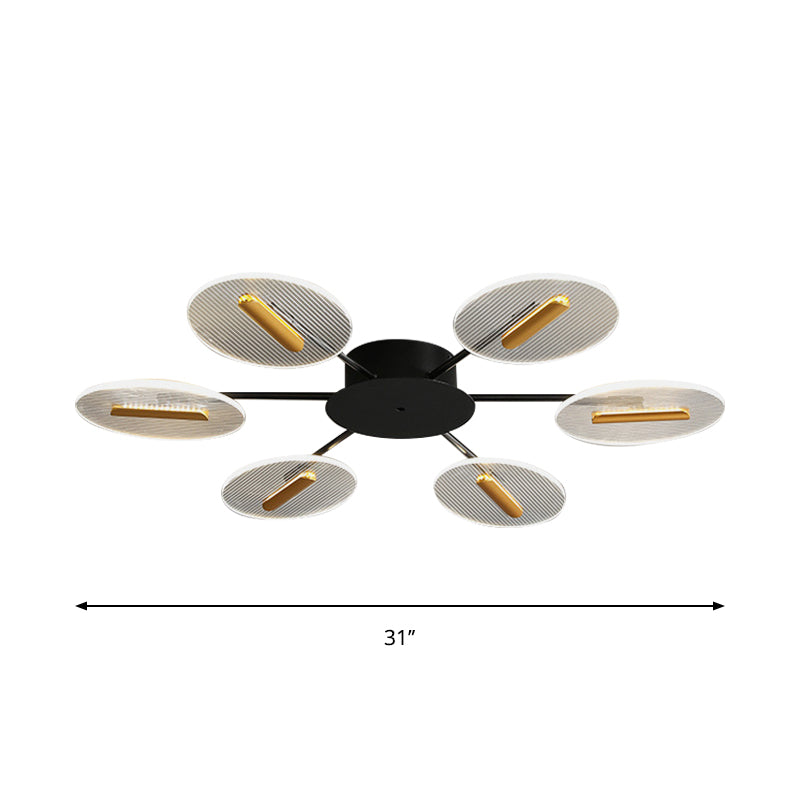 Acryl oval semi -Flush leichte nordische 6 Lichter schwarzer Flush -Montierung mit verstellbarem Schatten