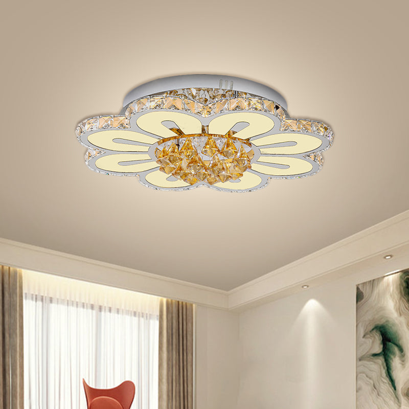 Blumenkristallblock halb Flush Light Modernismus LED Chrom in der Nähe der Deckenbeleuchtung
