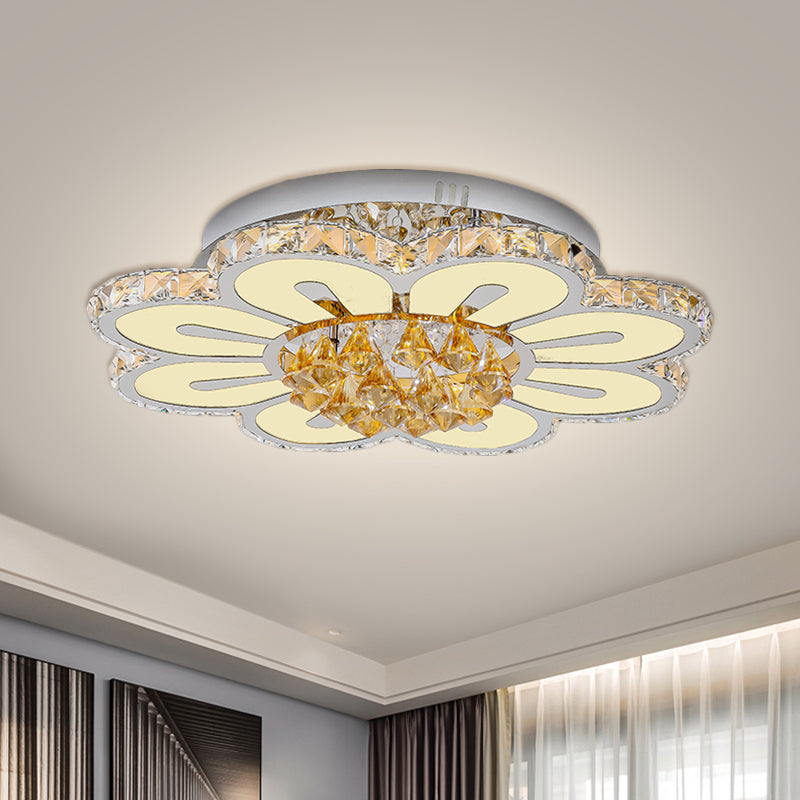 Blumenkristallblock halb Flush Light Modernismus LED Chrom in der Nähe der Deckenbeleuchtung