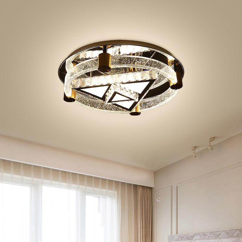 Driehoek plafond spoelbevestiging eigentijds helder kristal led zwarte spoellamp armatuur