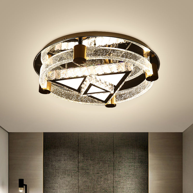 Driehoek plafond spoelbevestiging eigentijds helder kristal led zwarte spoellamp armatuur