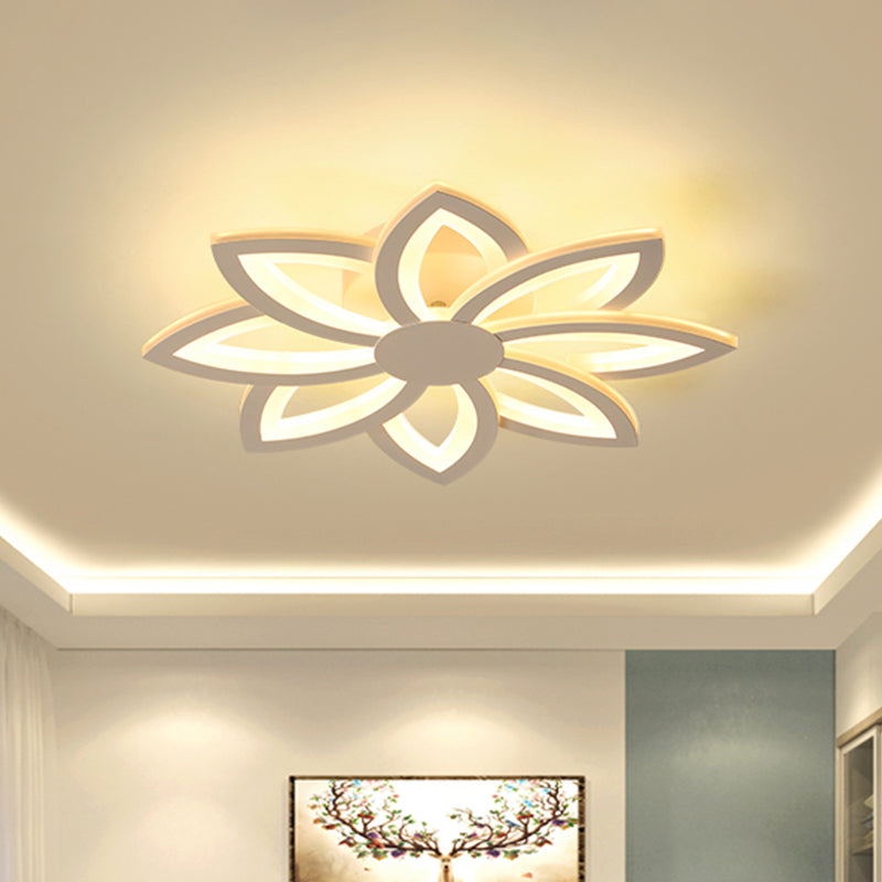 Acrylic Flower Flush Mount Light Minimalist LED White Close to Ceiling Lamp for Bedroom