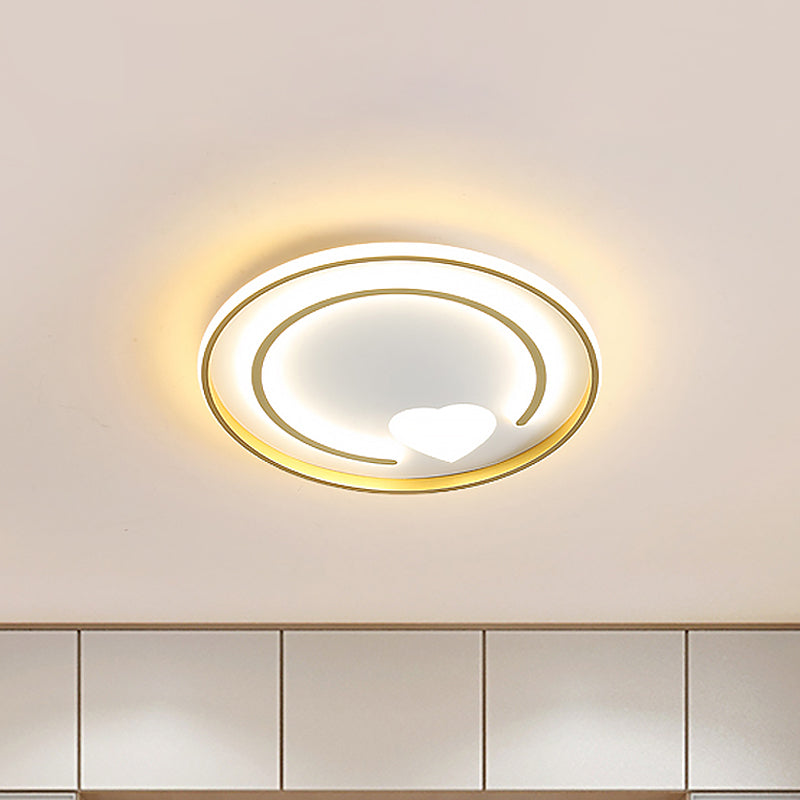 Circle and Heart Flush Mount Lighting Modernist Acrylic Gold Ceiling Light Fixture