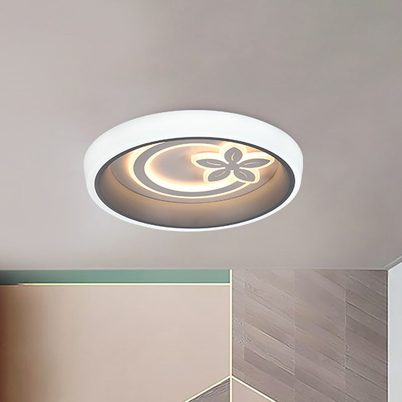 Rond plafond dicht bij plafondverlichting Noordse acryl eetkamer LED inbouwlamp met bloemmotief in wit