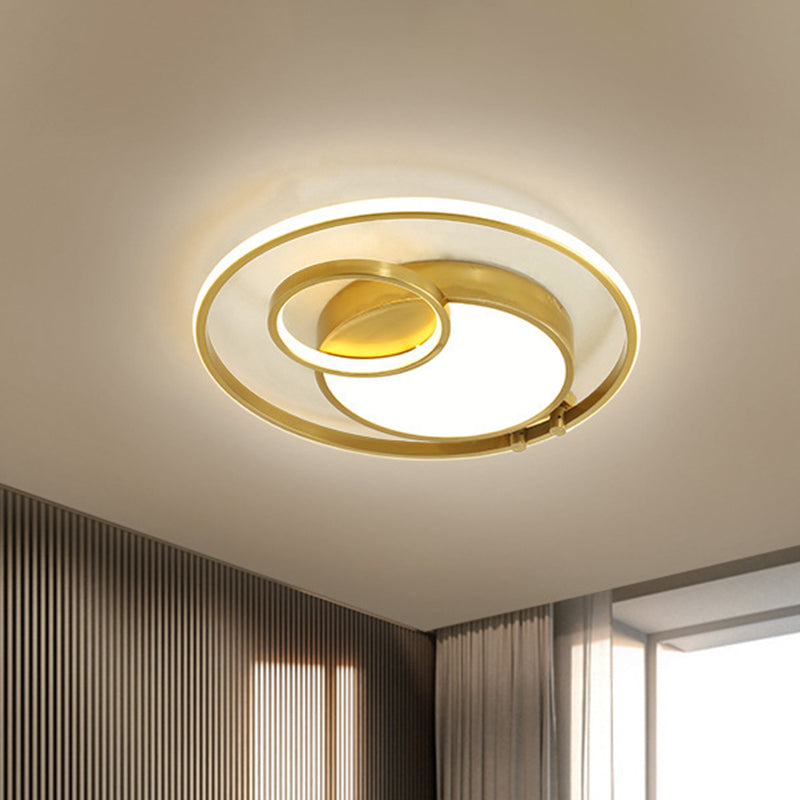 Gold Rounded Flush Mount Lamp Minimalism LED Metallic Flush Ceiling Light for Bedroom