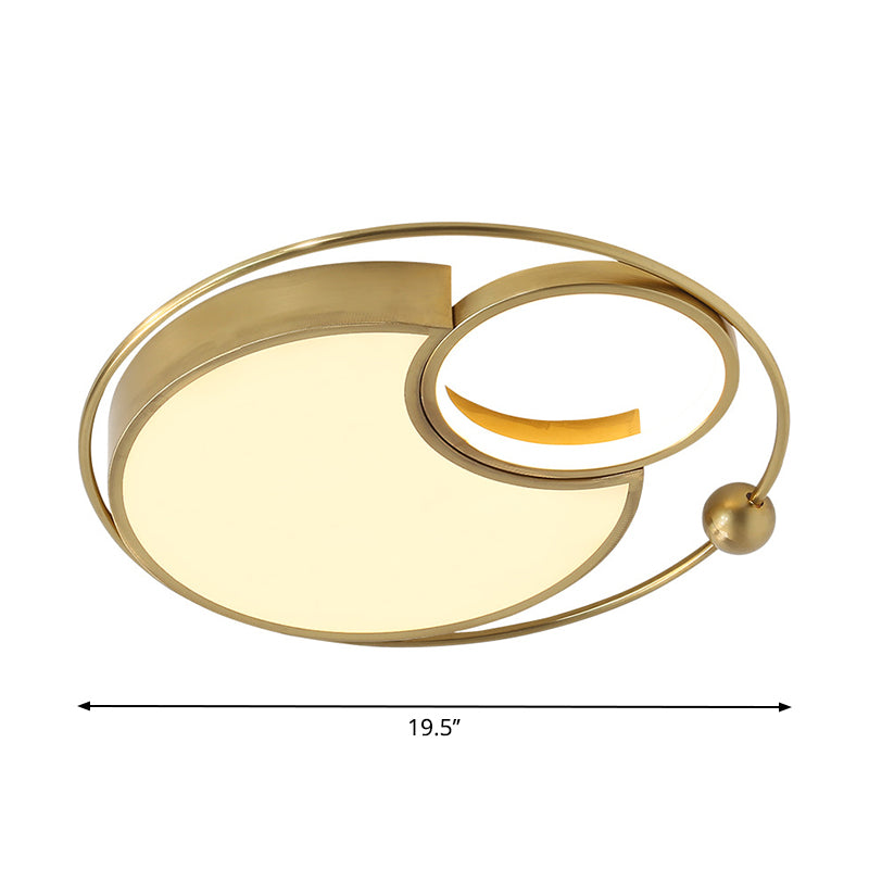 Round Flush Light Fixture Contemporary Metal LED Gold Flush Mount Lighting for Bedroom