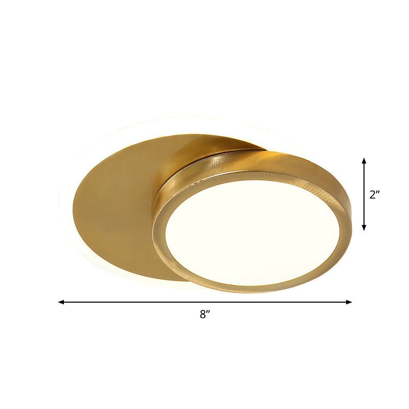 Gold Circular Flush Mount Lamp Contemporary LED Acrylic Close to Ceiling Light for Corridor