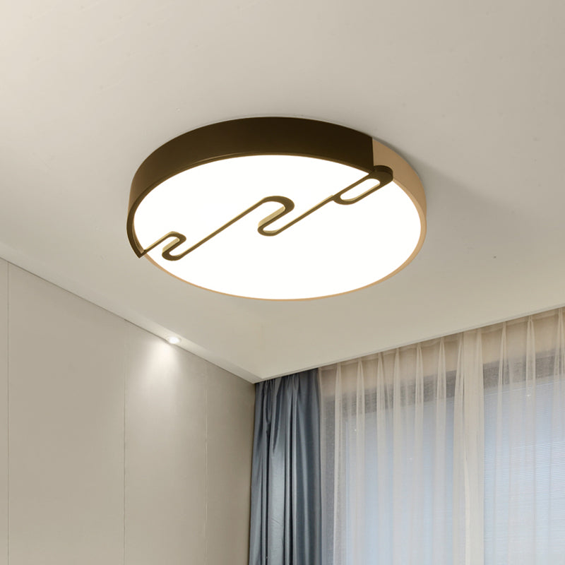 Drum Flush Mount Lighting Minimalist Acrylic LED White Ceiling Light Fixture for Bedroom