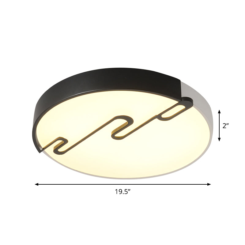 Drum Flush Mount Lighting Minimalist Acrylic LED White Ceiling Light Fixture for Bedroom