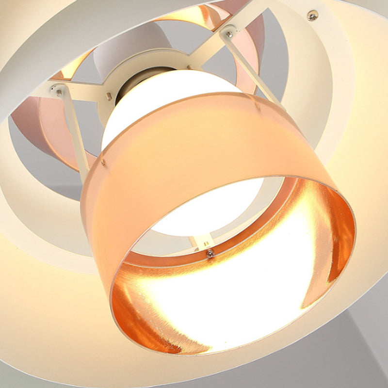 3-Tiered Suspension Pendant Contemporary Metal 1 Bulb Dining Room Ceiling Light in Black/White