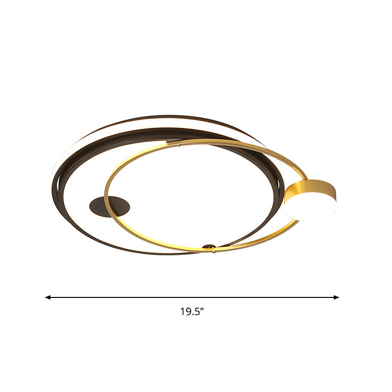 Modernism Round Flush Ceiling Light Metallic LED Bedroom Flush Mount in Black and Gold, Warm/White Light